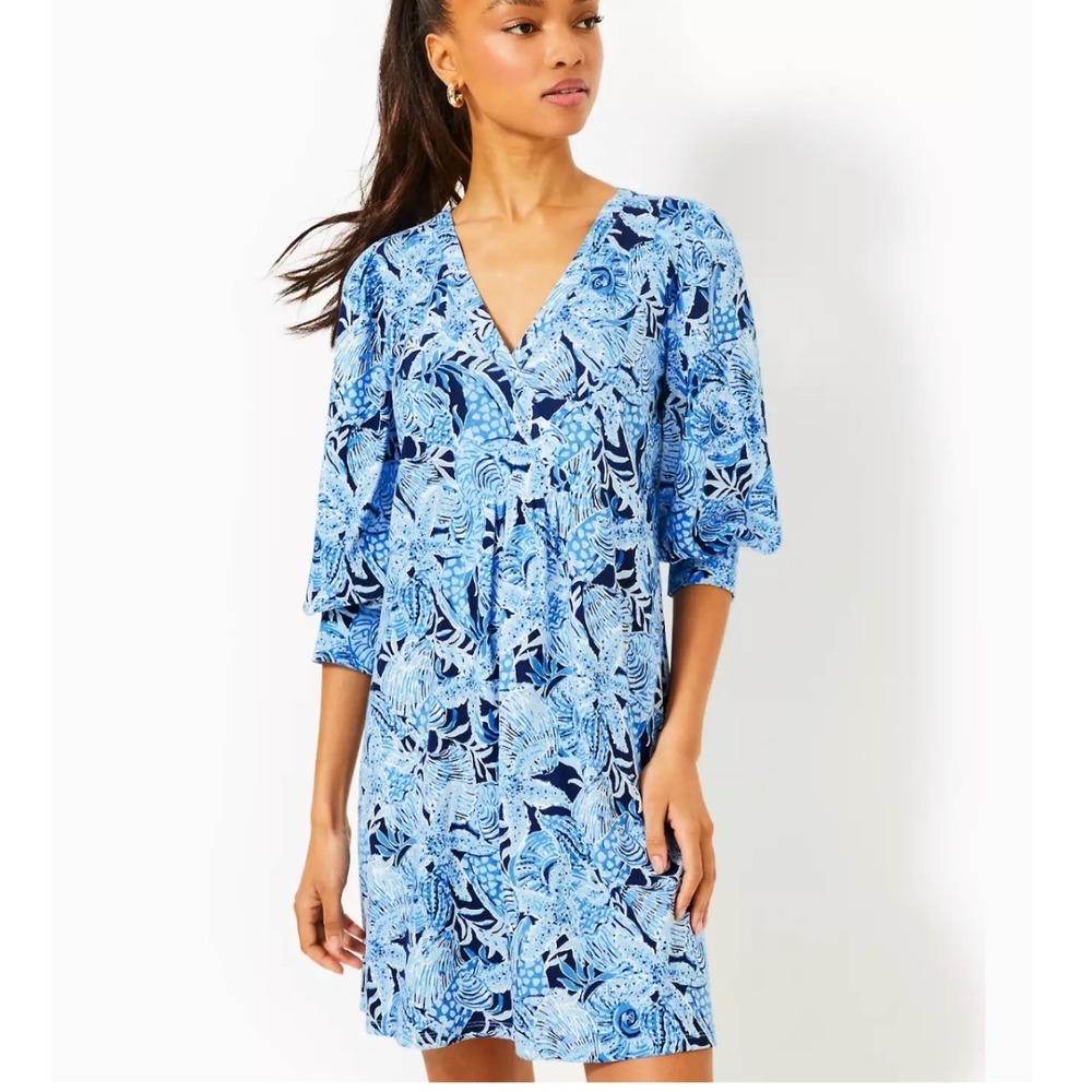 NWT Lilly Pulitzer Cass Dress - Bonaire Blue Coastal Constellation‎ - Size Small